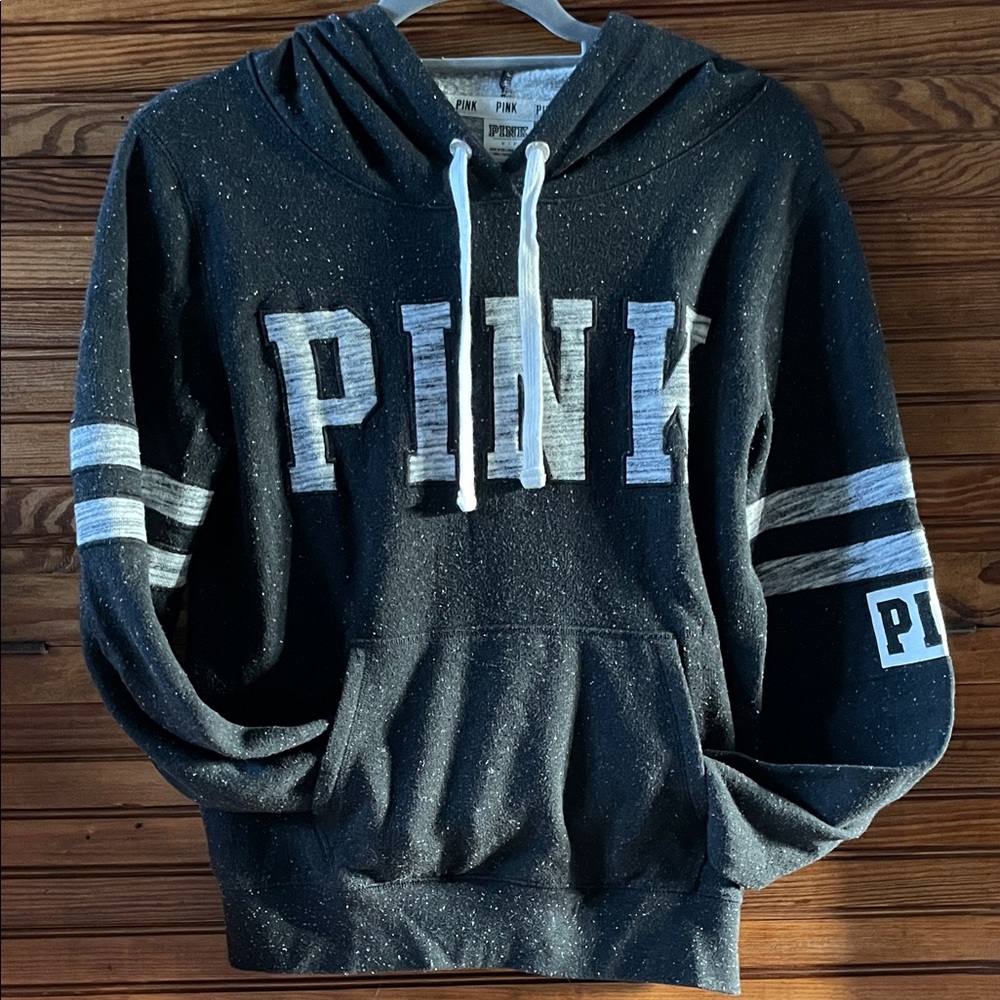 PINK Victoria's Secret Black and White Speckled Hoodie
